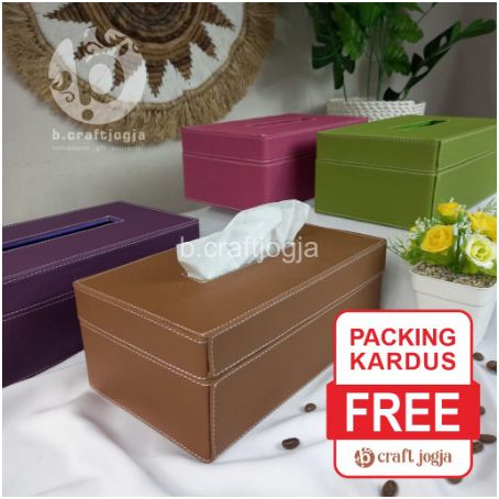 Kotak Tisu Tempat Tissue Box Tisu Vinyl Kulit Sintetis Ukuran Besar Kerajinan Anyaman B Craft Jogja