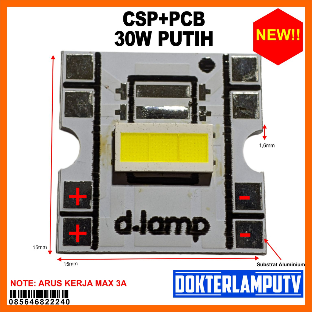 CSP + PCB 30W PUTIH DIY PROYEKTOR LED 3570 9V DOKTERLAMPUTV