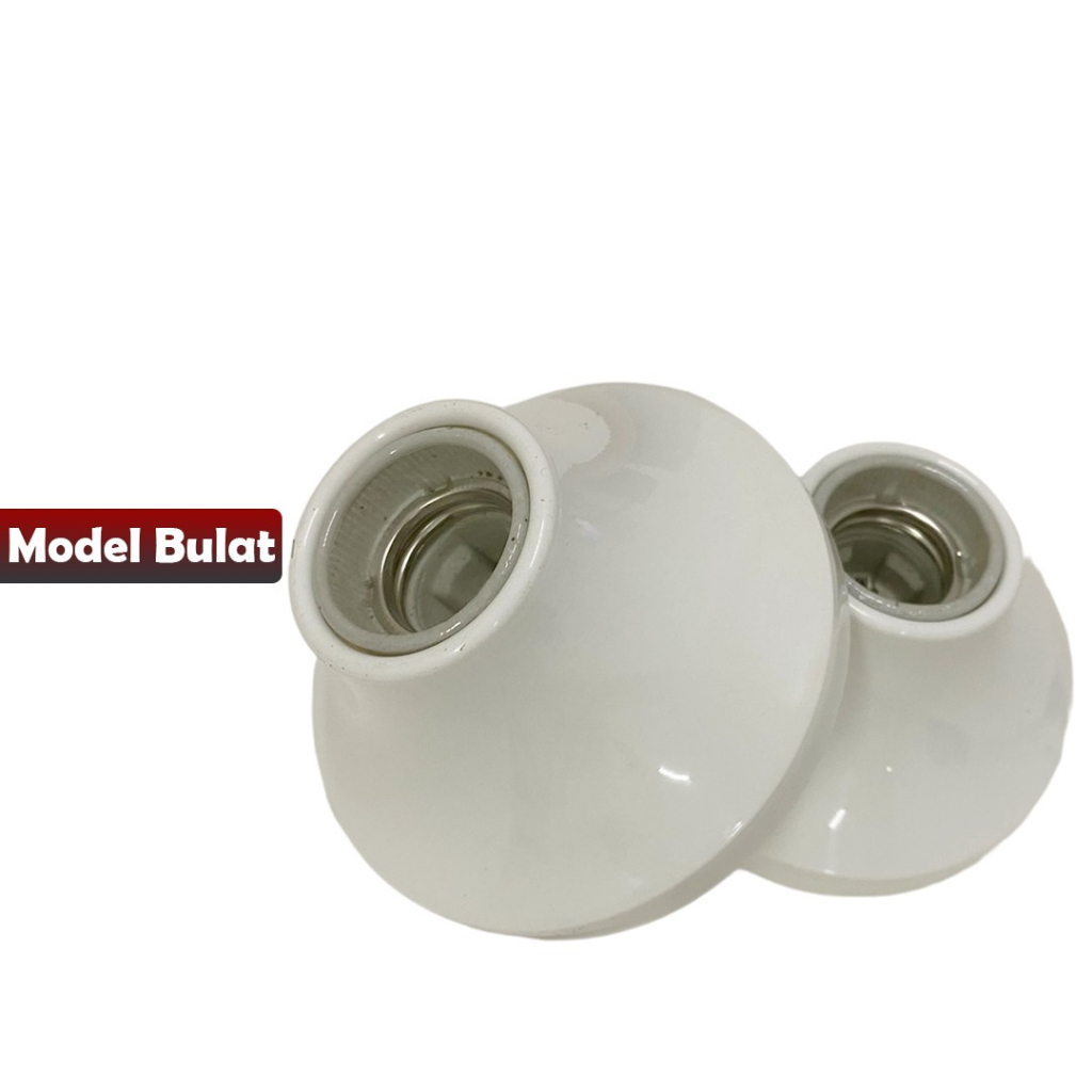 Fitting Lampu Bulat Warna Putih Polos Premium - YOSINOGAWA