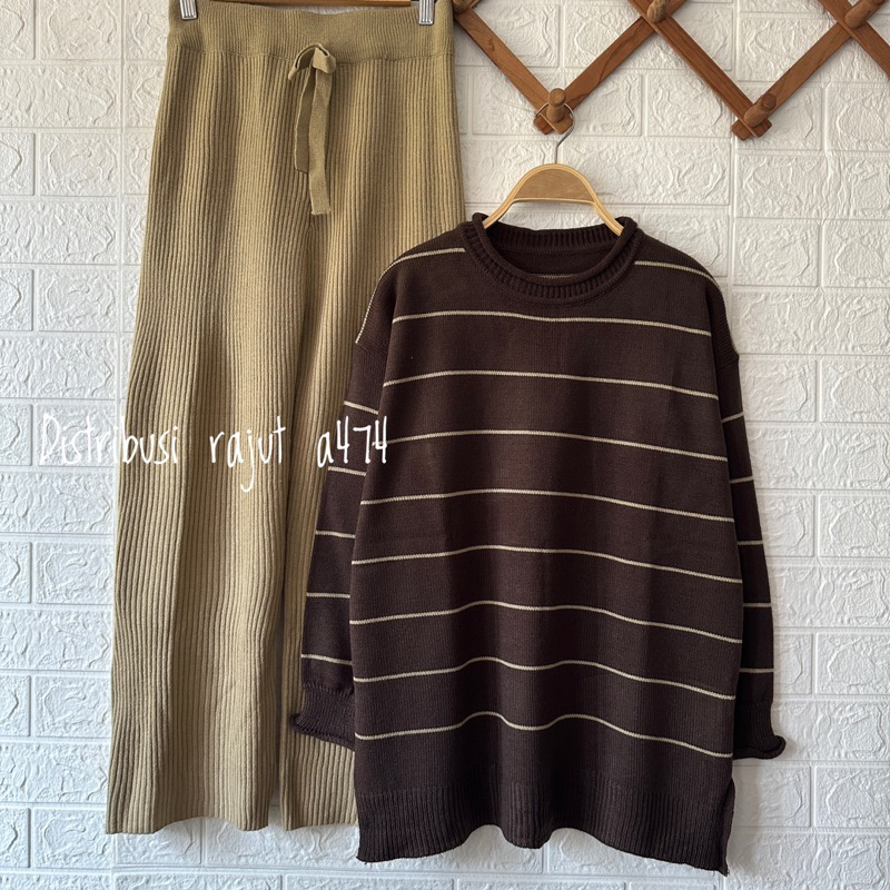 ONESET SWEATER RAJUT ISABELLA SETELAN CELANA KULOT WANITA