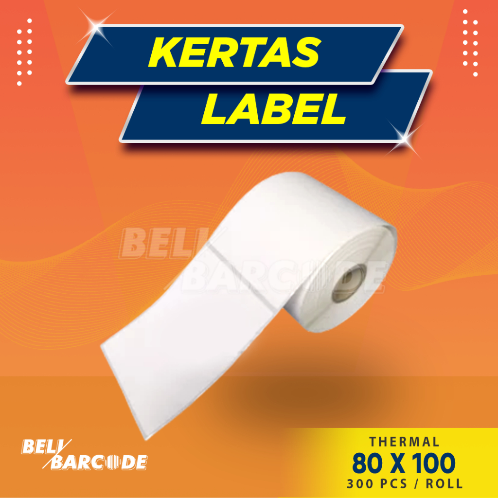 Stiker Label Barcode 80x100mm Thermal 1 Line isi 300 Pcs