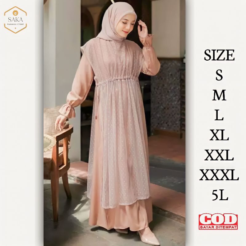 VIOLITA BAJU MUSLIM DRESS GAMIS PAKAIAN TERBARU 2024 LEBARAN WANITA CEWEK REMAJA MUSLIM POLOS SIMPEL