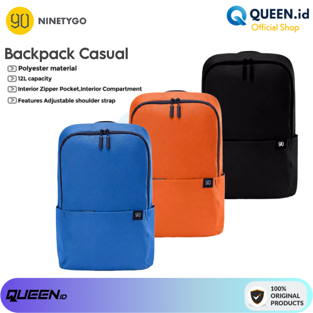 NINETYGO 90Fun Backpack Casual Bag Tas Punggung Kecil Ransel Tiny 12L Tas Pria