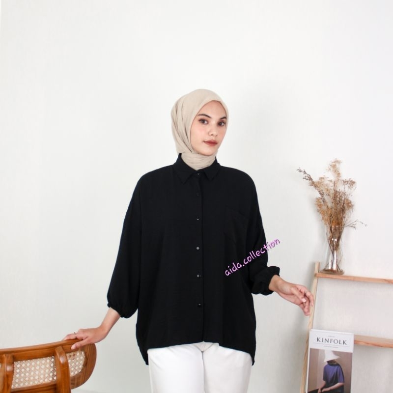 Diva Blouse Kemeja Oversize Atasan Wanita Blouse Jumbo Busui&amp;Friendly Kemeja Cringkle Cod