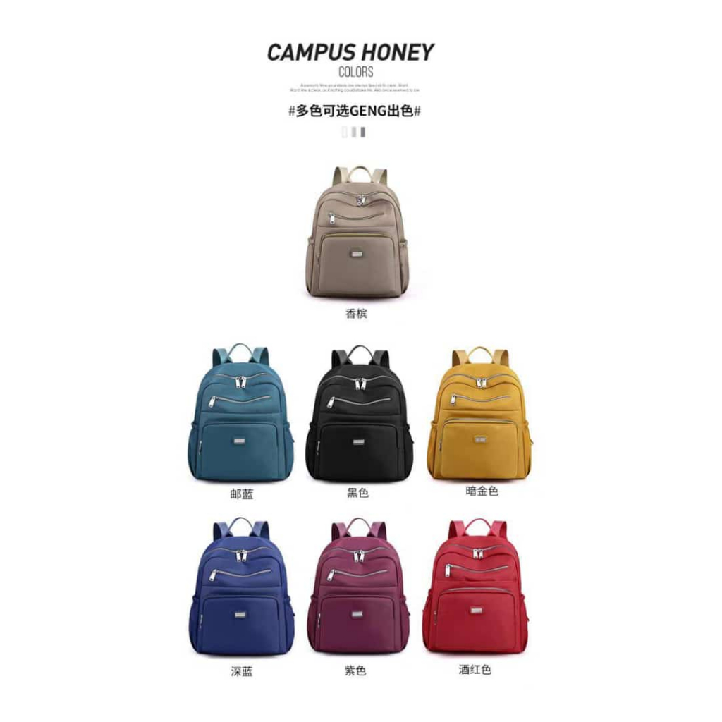 (PINK_IMP)  Campus Honey Colorfull Ransel New Import Tas Fashion Wanita. 30x35 Laptop 13 Inch Cukup . Ready 7 Warna . Anti Air