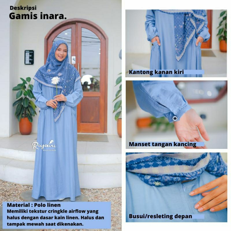 gamis INARA PROMO free HIJAB by riyani ori/gamis inara/gamis murah