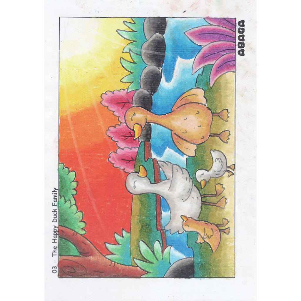 

Lembar Mewarnai Anak Teknik Pastel / The Happy Duck Family / Smart Coloring Page