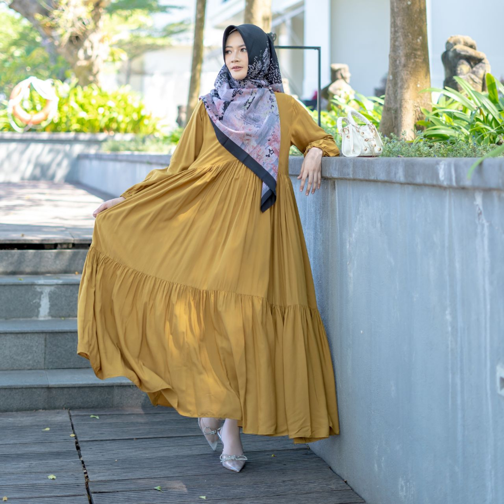 AIJO - Dress Panjang 3 Layer - Dress Panjang Wanita