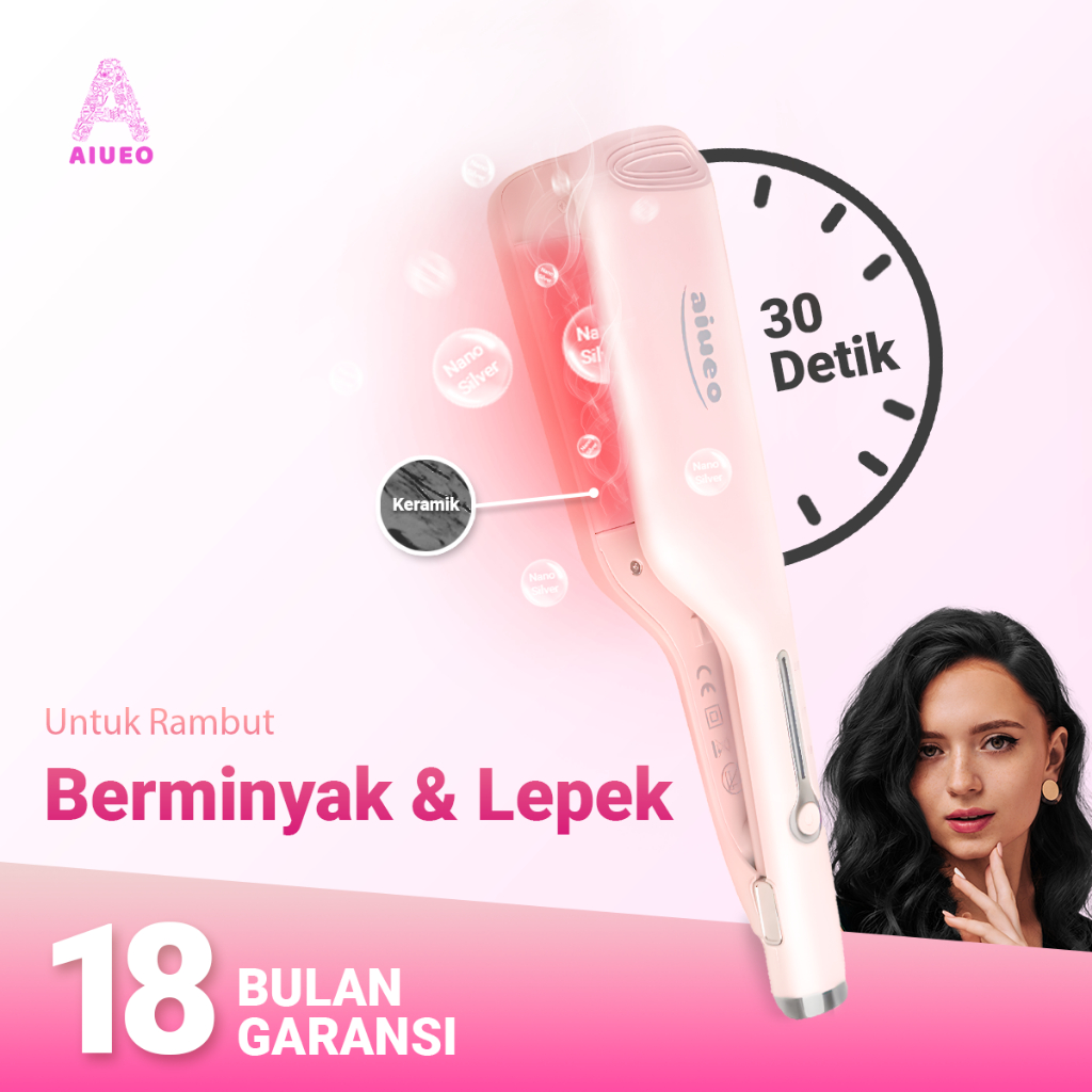 [GARANSI 18BLN] - Catokan Rambut Hair Straightener and Curly AIUEO 1016 2in1 Professional Hair Style | Hair Straightening &amp; Curly Alat Catok Meluruskan dan Keriting Rambut Recomended