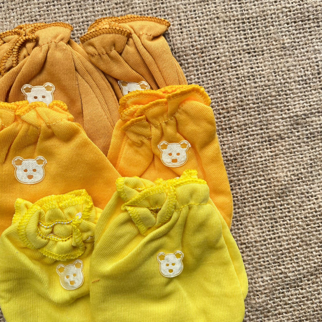 3 Pcs Sarung Tangan Sarung Kaki Bayi KUNING Pelindungan Tangan Kaki Bayi Asyam Baby