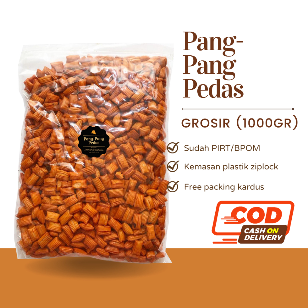 [DELISH SNACKS] Pang-Pang Pedas (Grosir) 1000gr / Snack Cemilan Camilan Kiloan 1kg Makanan Ringan Pedas Gurih