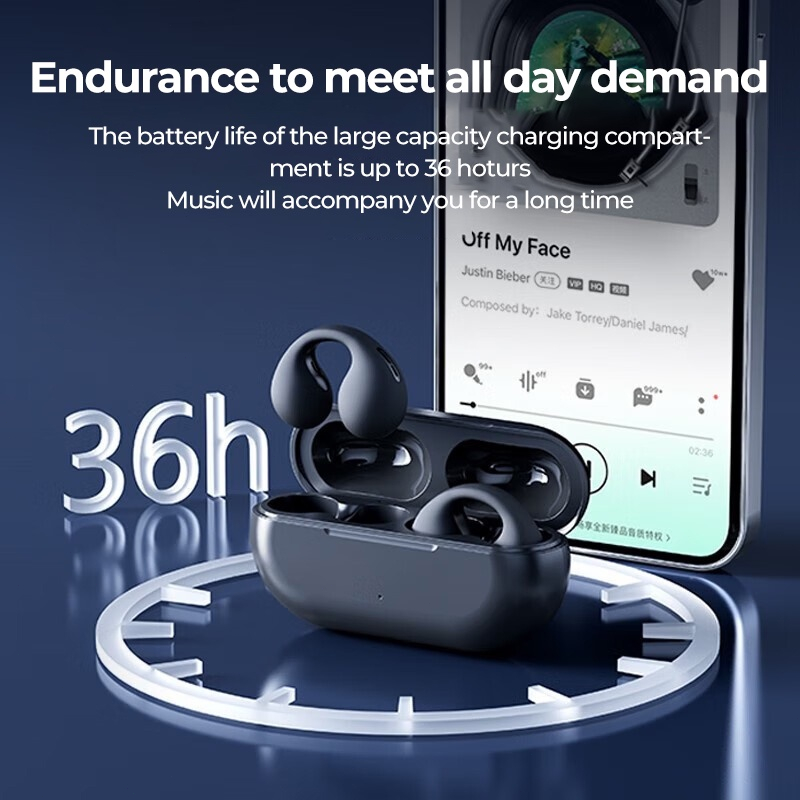 Bluetooth Konduksi Tulang Anting-Anting Headphone Nirkabel Headset Tahan Air TWS Earbud Olahraga Kait Telinga dengan Mikrofon  Bluetooth5.3