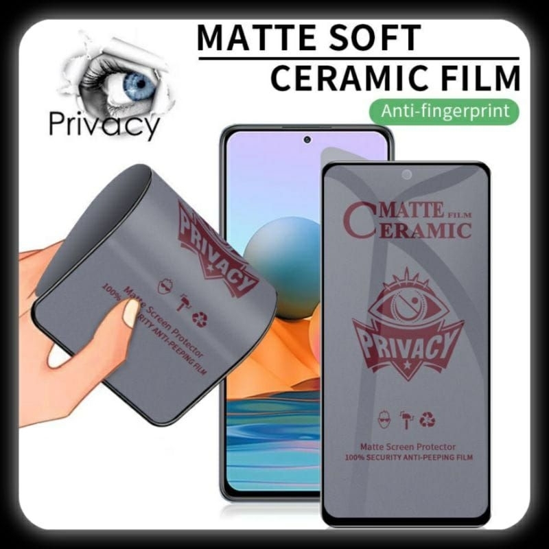 CERAMIC GLASS ANTI SPY REALME 5/5i/C3/C11/C12/C15/C20/C21/C25/C30/C31/C33/C35 ANTI GORES PRIVACY.