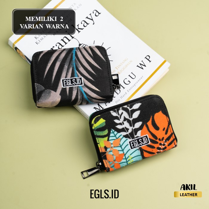 Dompet Kartu Resleting lipat Pria Wanita Unisex Multifungsi Egls Ranu Card Holder Wallet Bahan Canvas Premium