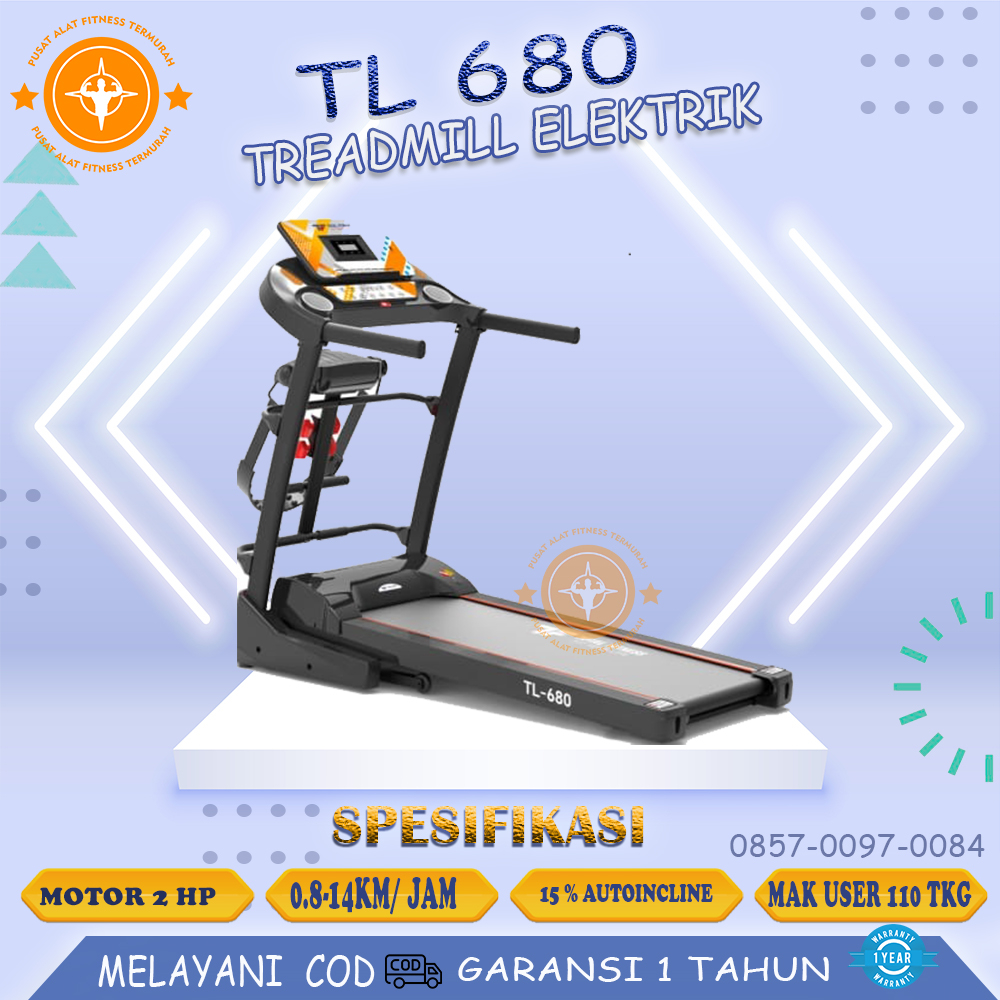 Total Fitness TL-680 Electric Treadmill Treadmill Listrik 3 Fungsi Bisa COD