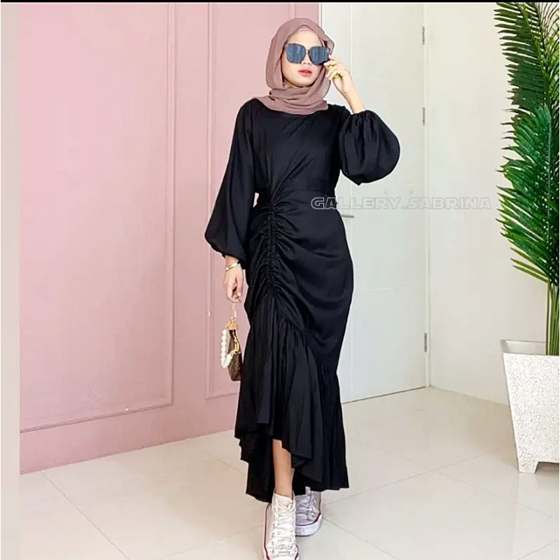 hanum dress kondangan//dress satin abg //gamis lebaran