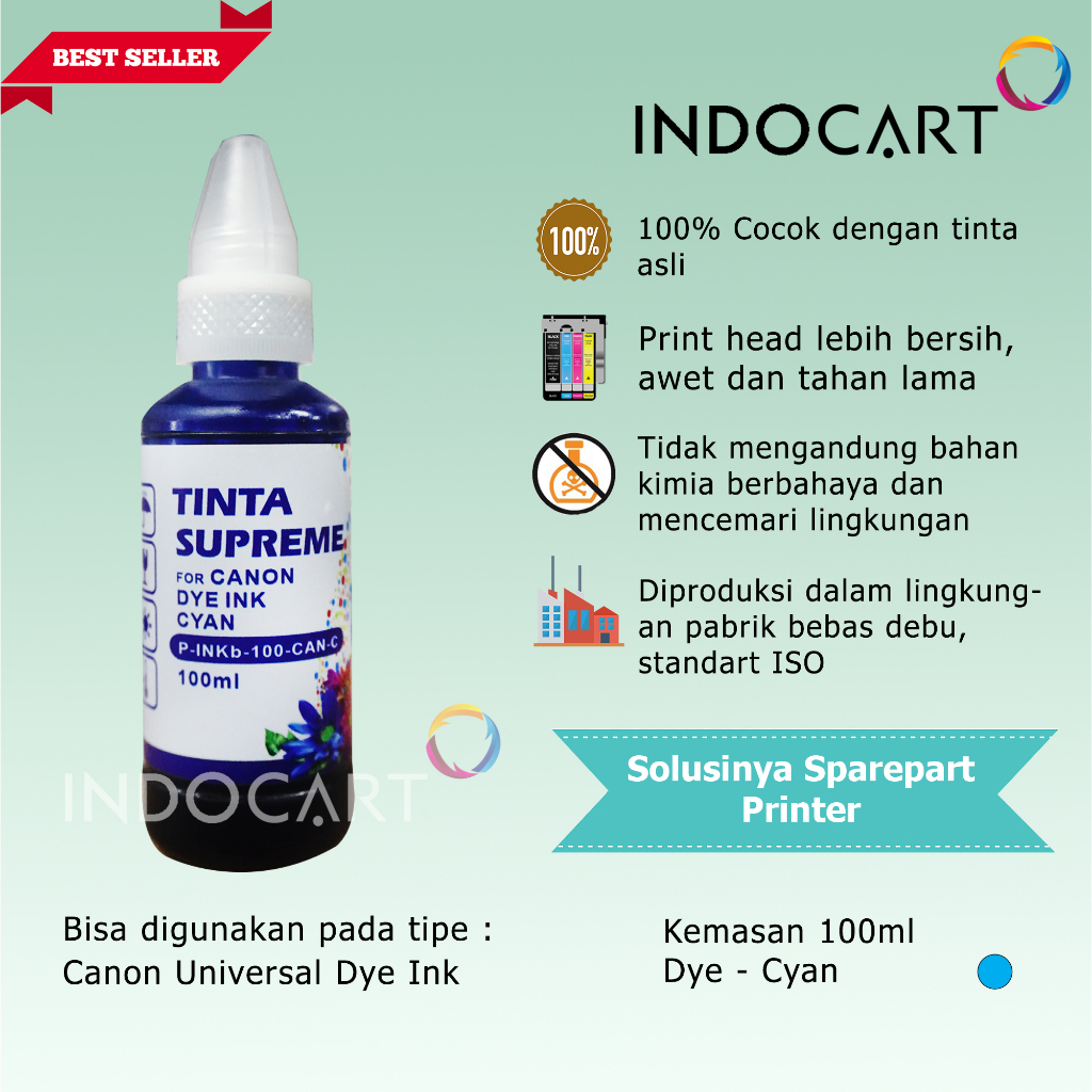 IndoCart Tinta Refill Canon CL 41 57 741 746 811 831 CLI 726-Dye-100ml