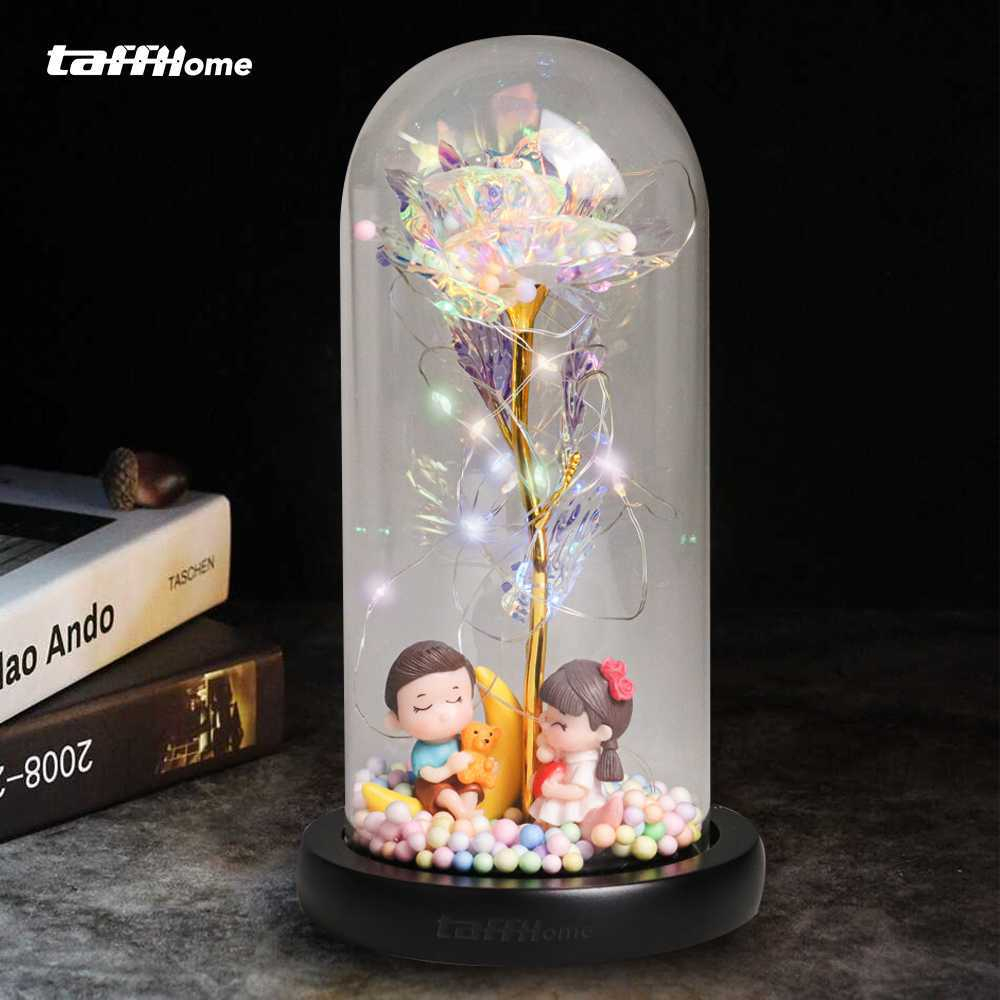 Lampu Meja Hias LED Mawar Beauty &amp; The Beast Bubble Colorful Lampu LED Dekorasi Cantik Desain Menarik Berkualitas