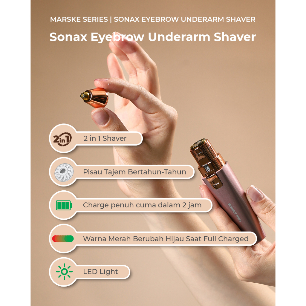 MARSKE - SONAX EYEBROW UNDERARM SHAVER | ALAT CUKUR ELEKTRIK ALIS, WAJAH, KETIAK