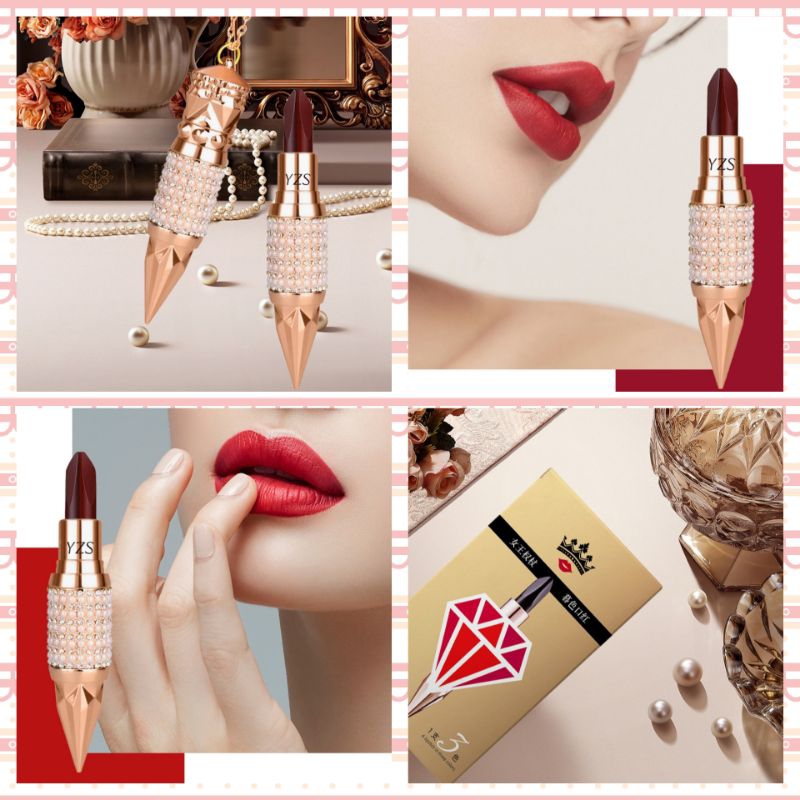 YZS Original Queen's Mace Lipstick Moisturizing 3 In 1 Lipstik Tongkat Ratu Kerajaan Lip Matte Tahan Lama