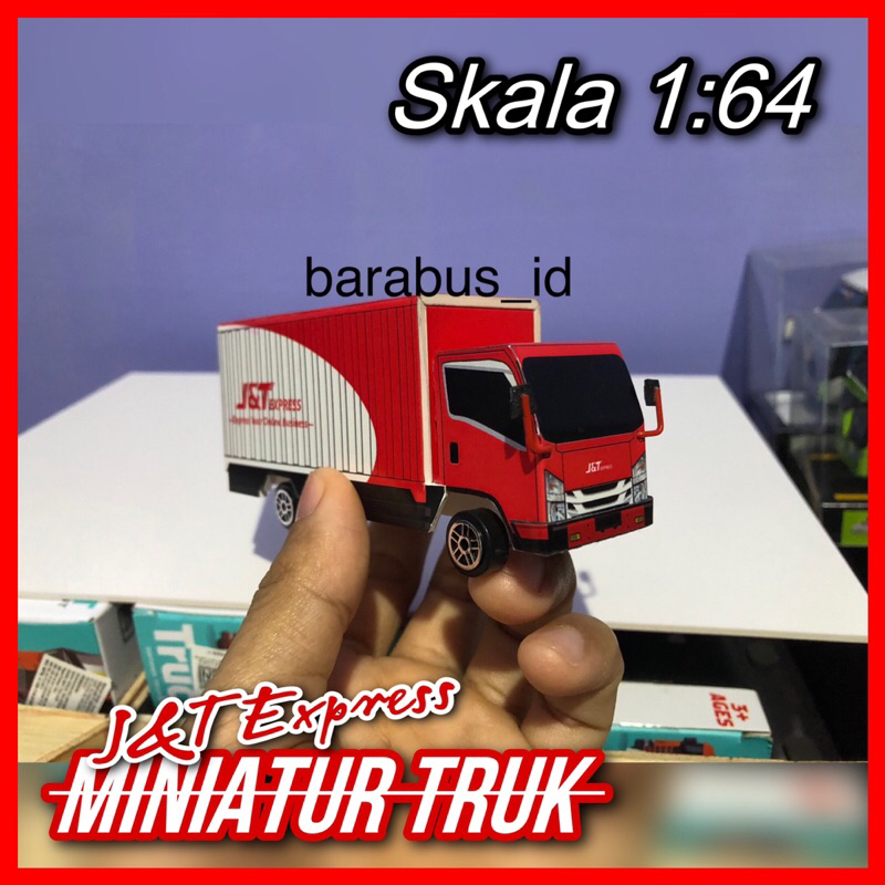 Miniatur Truk Box J&T Express Kecil skala 1:64