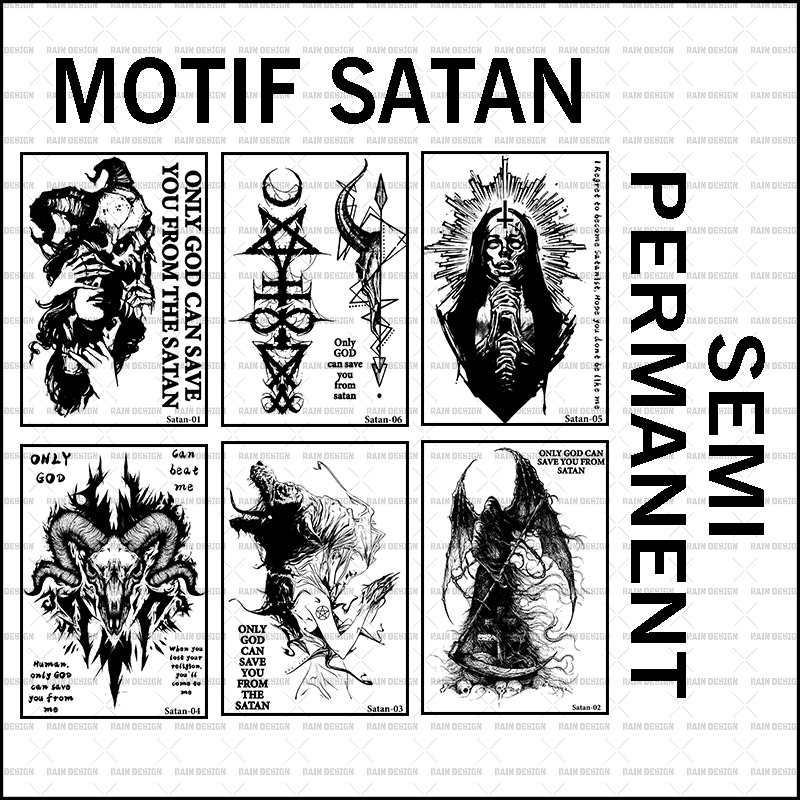 RAINDESIGN-Taro seri satanic / Tato temporer semi permanent anti air Seri Satanc / Tato semi permane