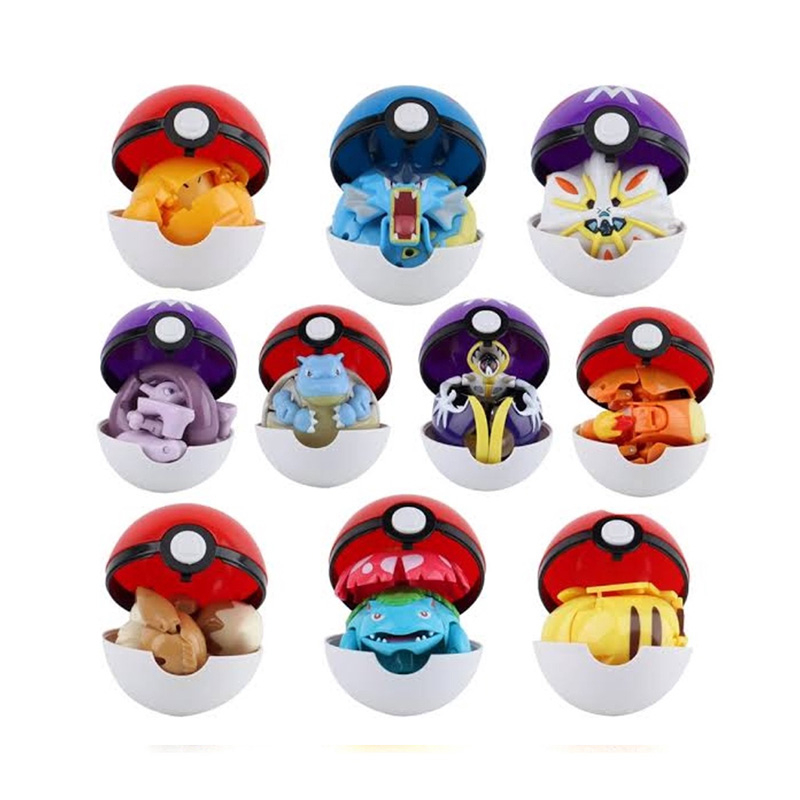 Mainan  Pokemon Pokeball Toy With Pokemon Action Figure Poke Ball Game Toys hadiah ulang tahun kotak hadiah Pikachu Charizard Gyarados Greninja