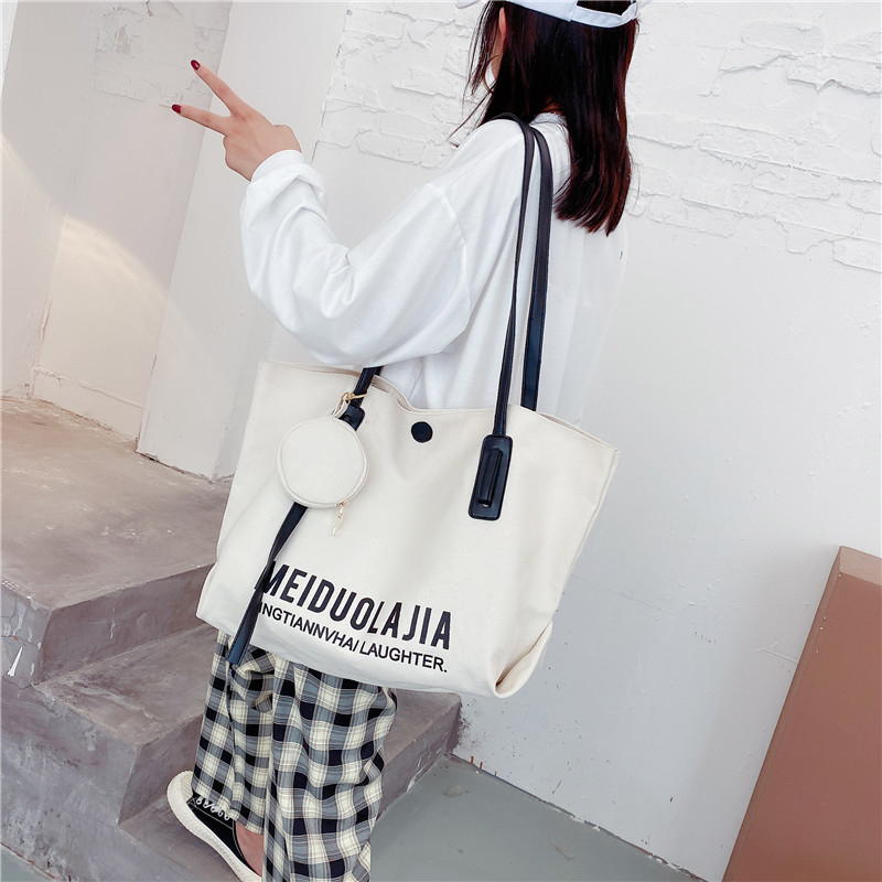 Functional Shoulder Tote Bag With Pouch Korean Style 10187