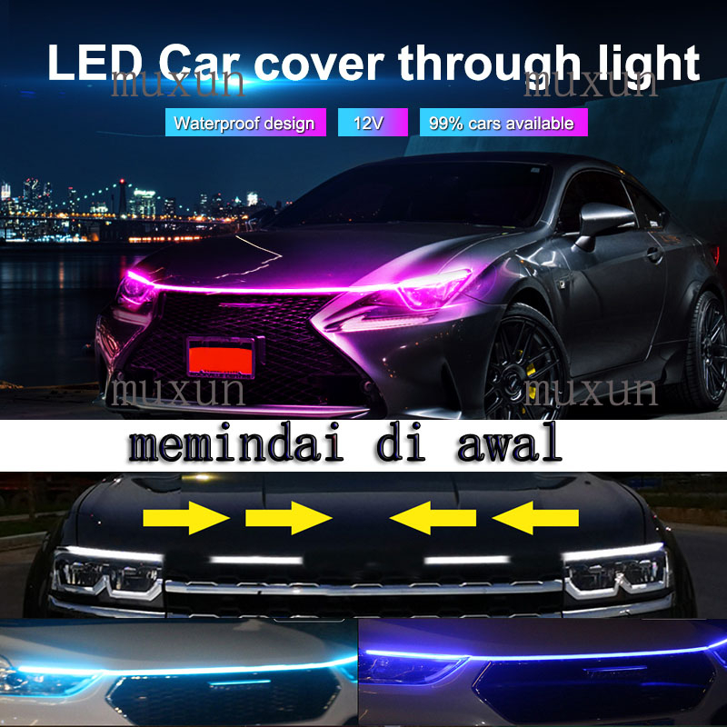 LED Daytime Running Light Scan Mulai Kap Mobil Lampu Hias DRL Panduan Kap Mesin Otomatis Lampu Ambient Dekoratif 12V