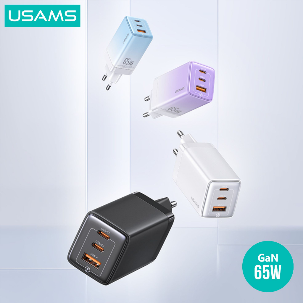 USAMS Sandru Series Adapter Fast Charger GaN 65W 3port ACC