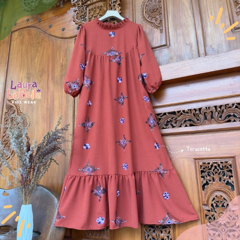 Gamis Emily Crinkle Bordir Laurakidshop 7 tahun - Dewasa