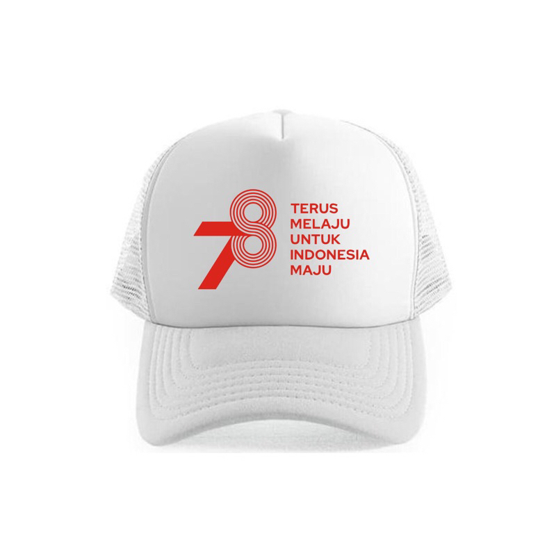 Topi Trucker Jaring HUT RI 78 Thn TERUS MELAJU UNTUK INDONESIA MAJU termurah - PUTIH