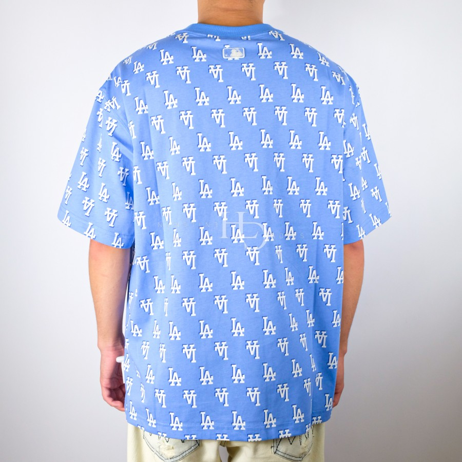 MLB LA Dodgers Basic Monogram All Over Tee Light Blue