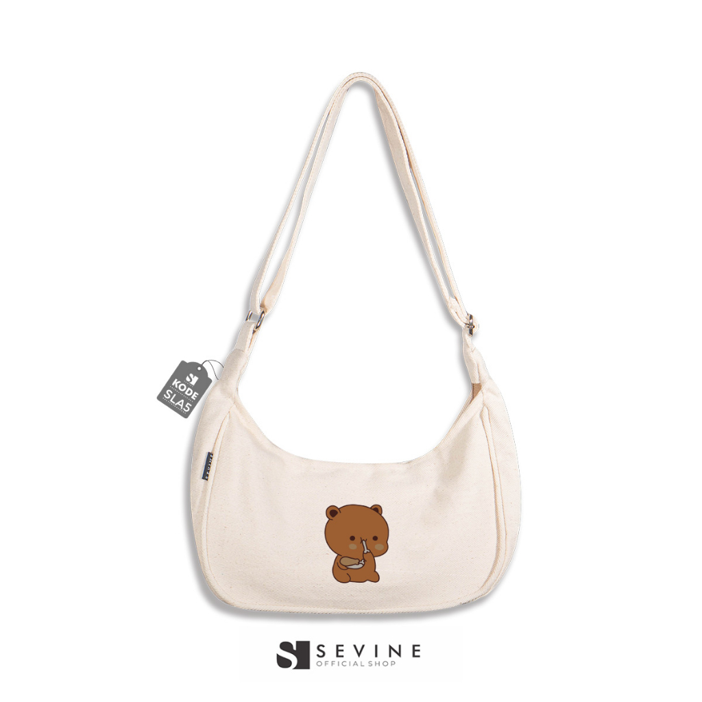 Sevine Luna Sling Bag Tas Selempang Wanita Tas Wanita Sekolah Kanvas Resleting Shoulder Bag Hand Bag - SLA