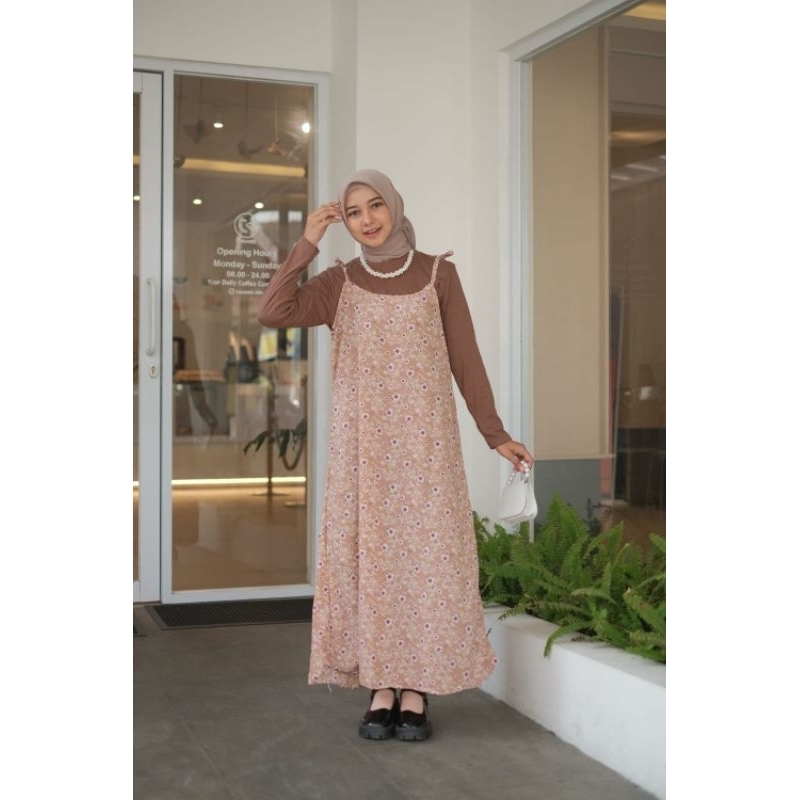 OVERALL DRESS MOTIF / OVERALL DRESS MOTIF FLORAL STANDAR KOREAN STYLE / ATASAN WANITA OVERAL DRESS