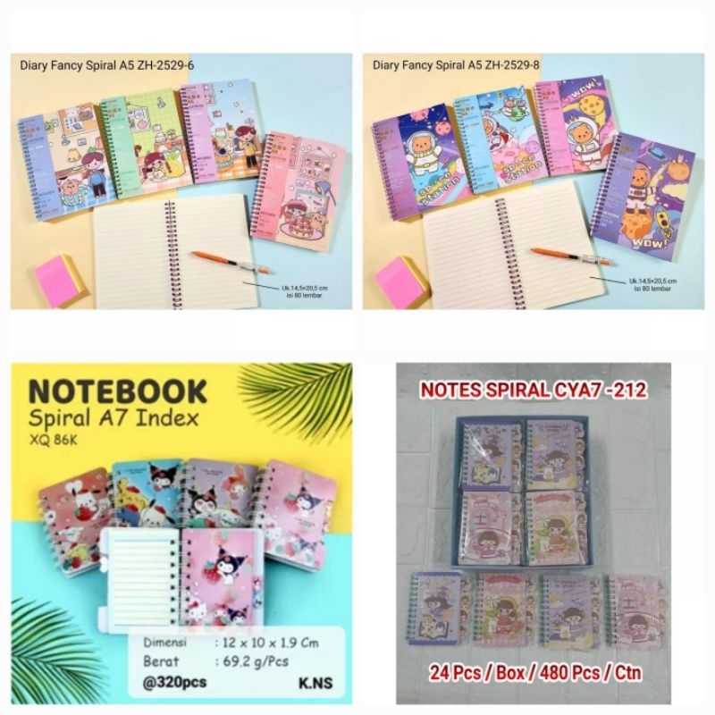 

Buku Notes Catatan Diary Spiral 86K jqxq ( 12 CM X 9 CM) gliter/ Index