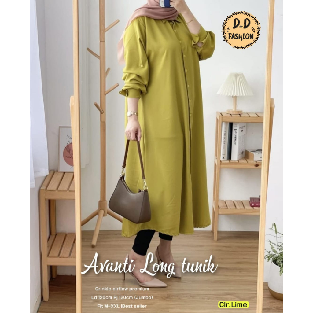 Avanti Long Tunik Crincle Airflow Premium Original Produk By Boyazi