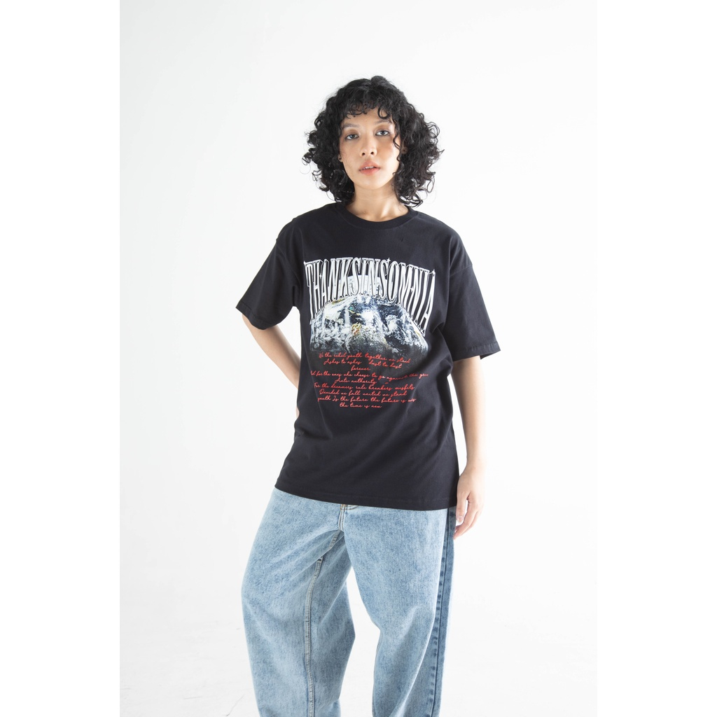 Tshirt Carlene black Thanksinsomnia Kaos DistroThanksinsomnia Kaos Oversize Pria Wanita Size M-XL