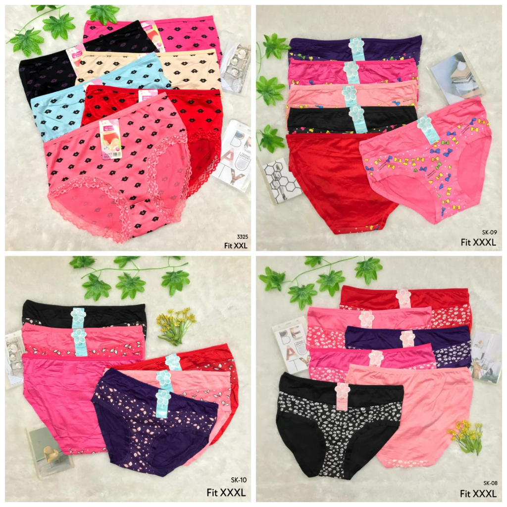 RVC75 - Celana Dalam Wanita JUMBO XXL CD Cewek Katun Renda Underwear Big Size Import Murah Pakaian D