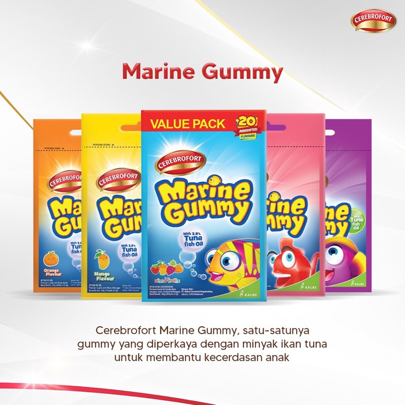 Cerebrofort Marine Gummy ALL RASA / Vitamin Anak / Vitamin Tumbuh Kembang Anak / Suplemen Daya Tahan Tubuh / Nutrisi Otak Anak