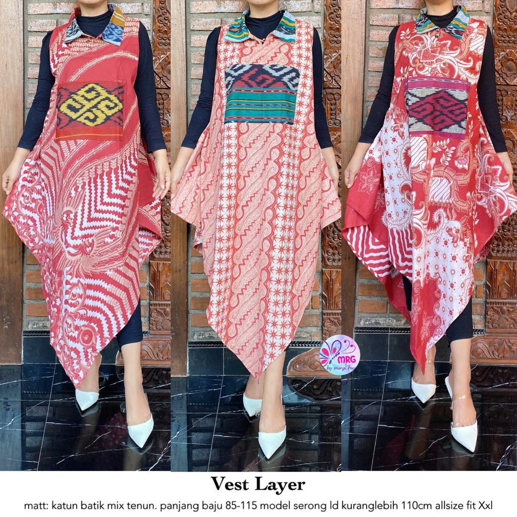 Vest Batik Layer Merah Putih