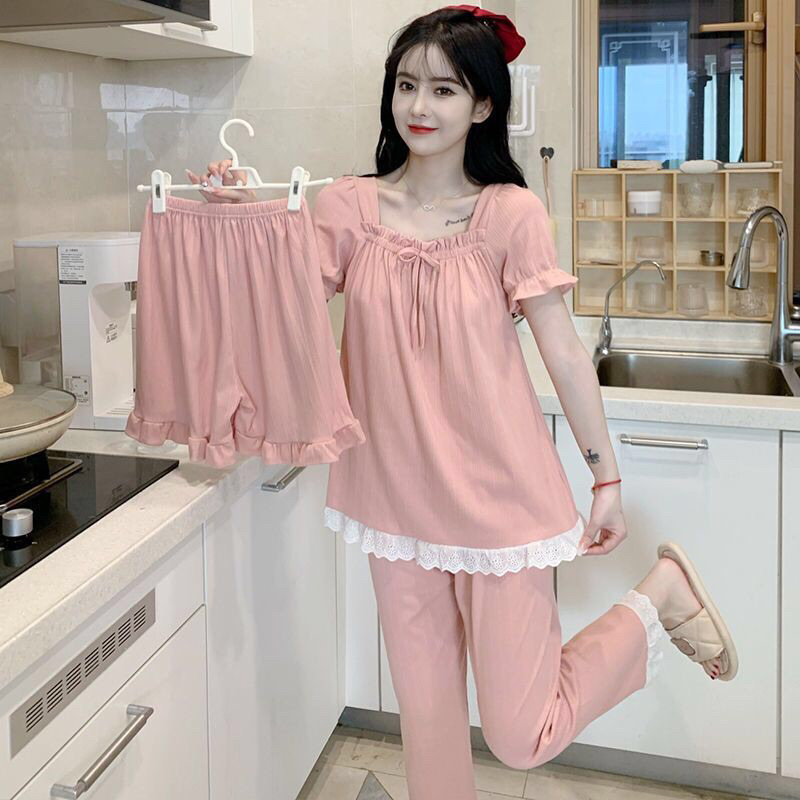 KZ-Set baju tidur Oversize 3in1 cp hp Import /Piyama 3in1 lengan pendek celana pendek dan celana panjang / piyama 3in1 cp hotpant import