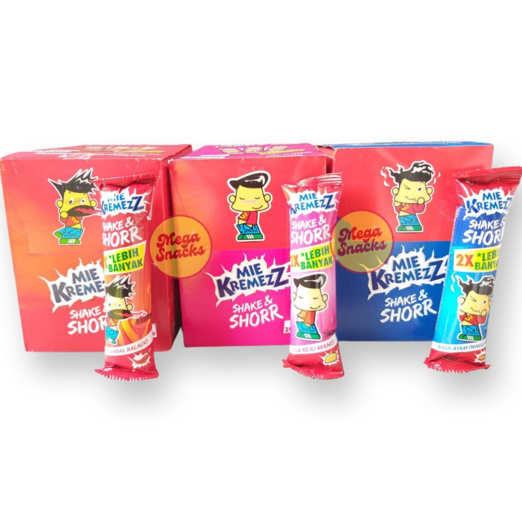 

[PROMO!!] Mie Kremez Shake and Shorr 1box isi 20pcs Shor - mie kremezz snack jajanan gurih diskon termurah