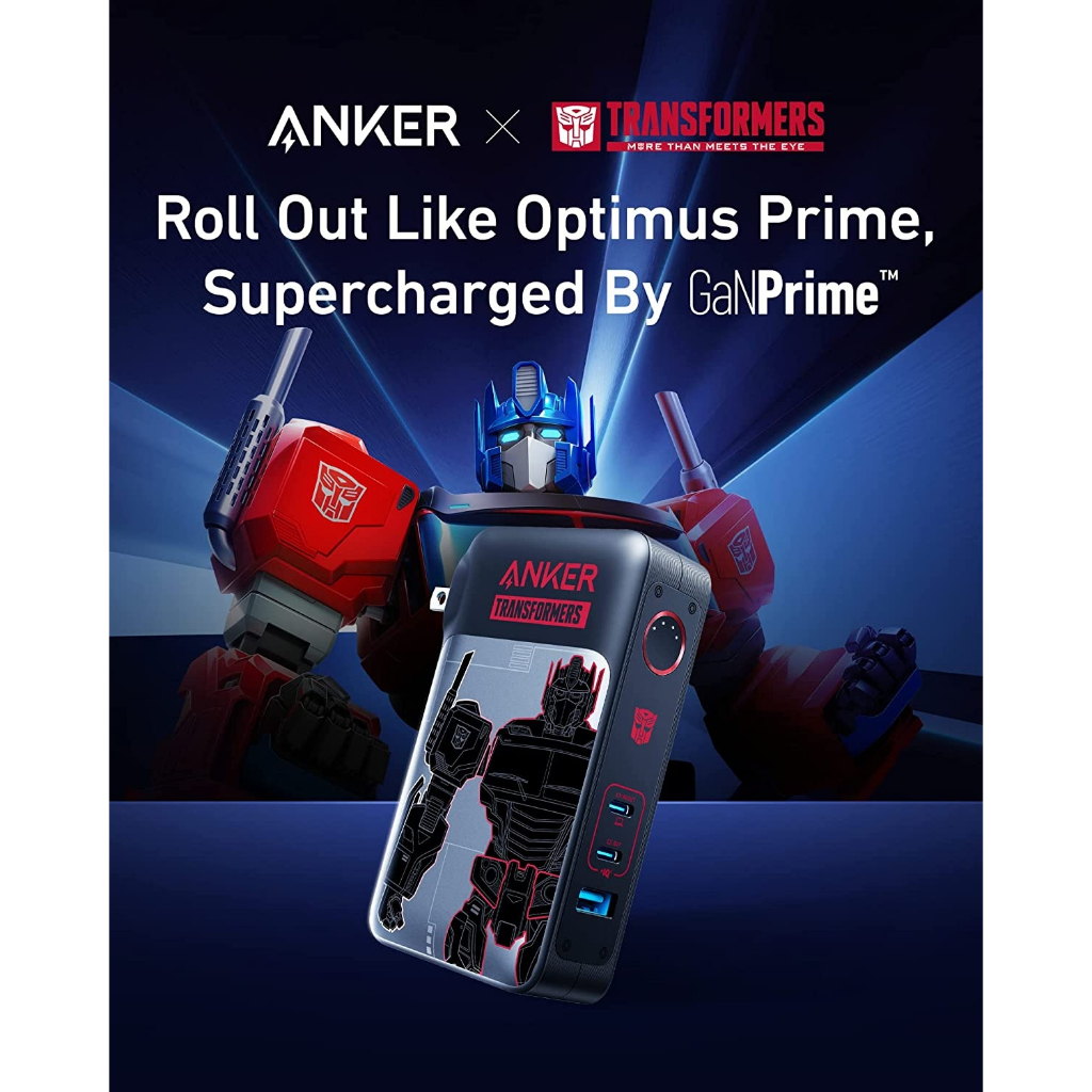 ANKER X TRANSFORMER A1651 - 733 Power Bank GaNPrime 65W - 10000mAh - Powerbank Terbaru Kerjasama ANKER dengan HASBRO