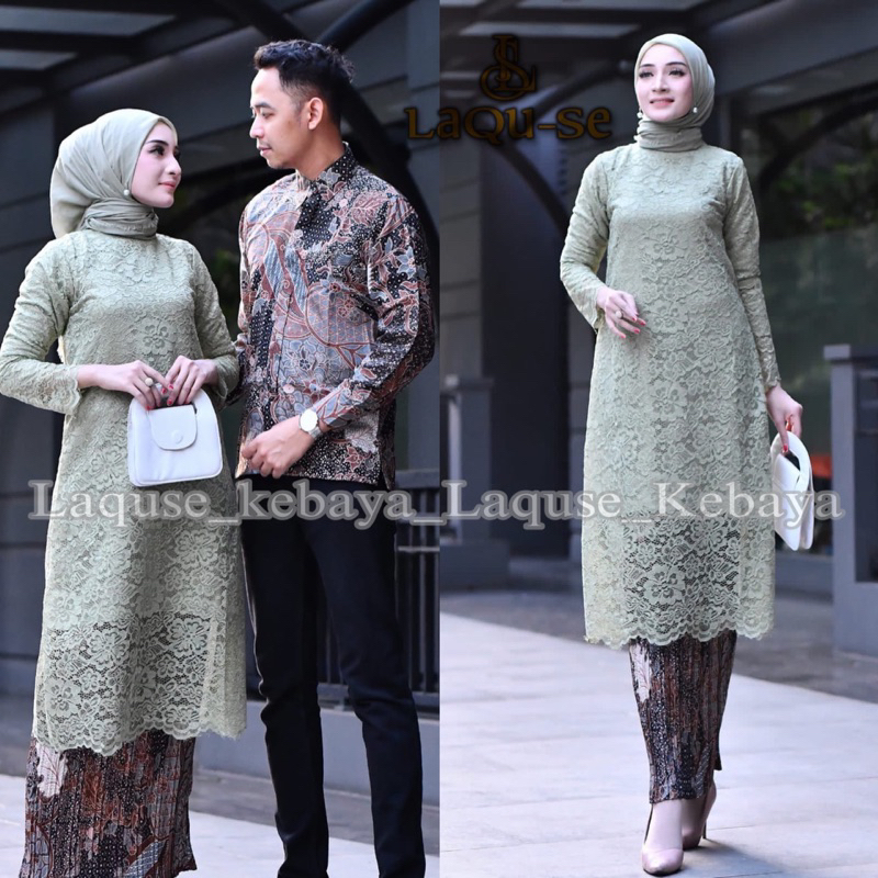 Setelan Kebaya Tunik Batik Couple Modern Terbaru Outfit Pasangan Kondangan Wisuda By Laquse_kebaya2