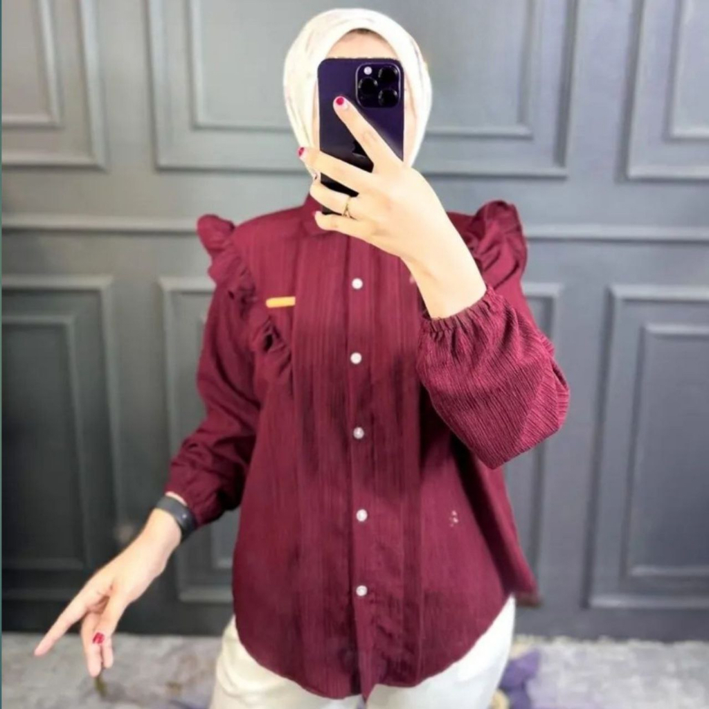 Kemeja Blouse Wanita - Inara Blouse Baby Crush - Atasan Wanita Korean Style