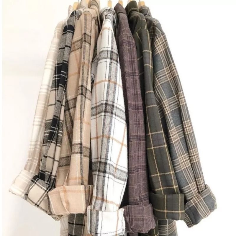 KEMEJA FLANEL WANITA | TARTAN KOTAK - KOTAK OVERSIZED | BEST SELLER COD