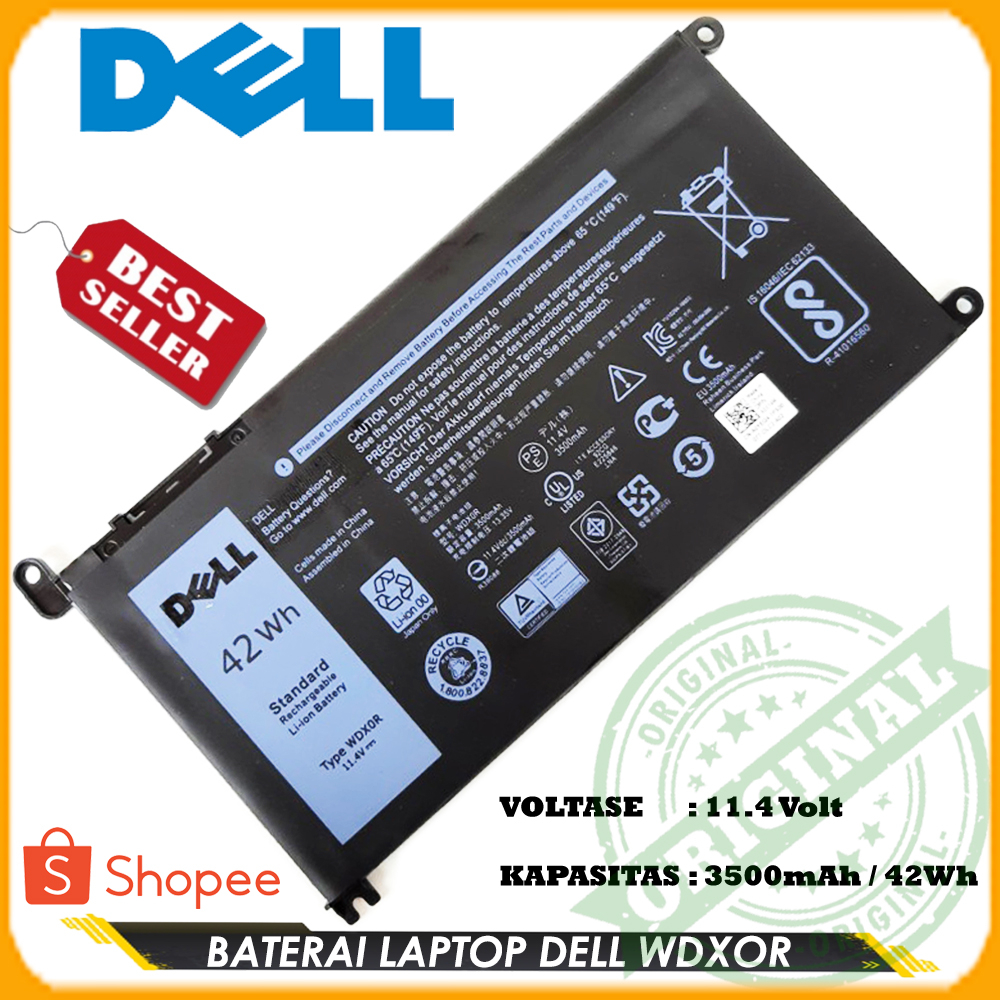 Baterai Battery Original Laptop Dell WDXOR Inspiron 13 5000 5368 5378 5379 7000 7378 7368 14 3000 5000 7000 15 3000 5000 Latitude 3000 3180 3190 3300 3379 3380 3390 3500 3580 3590 Vostro 3480 3481 3583 5468 5481 5468D 5568 5568D 5581 5741 P69G YRDD6