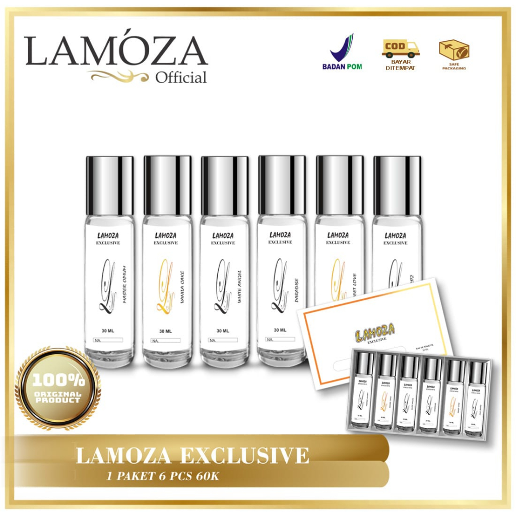 ( ISI 6 PARFUM ) LAMOZA EXCLUSIVE | EAU DE TOILETE |  30 ML BONUS PACK MEWAH