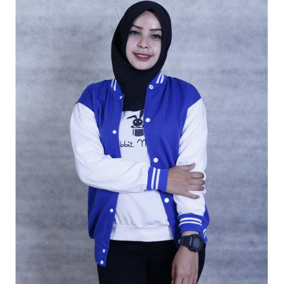 Jaket Baseball Polos Varsity Pria Wanita bahan Tebal